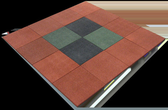 お買い得 屋内ジムスポーツ用ゴム床タイル、衝撃吸収、赤、500x500x30mm オンライン